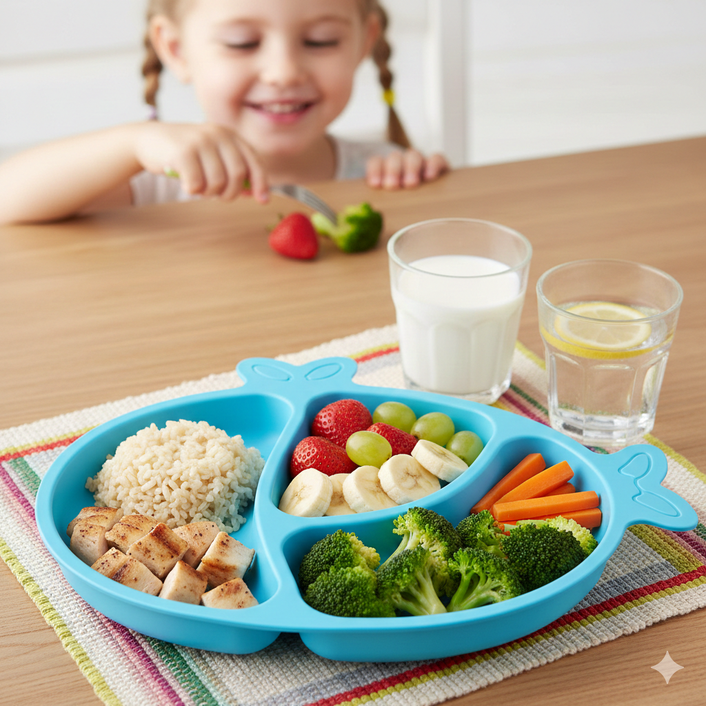 Nutritious food items for kids balanced diet concept